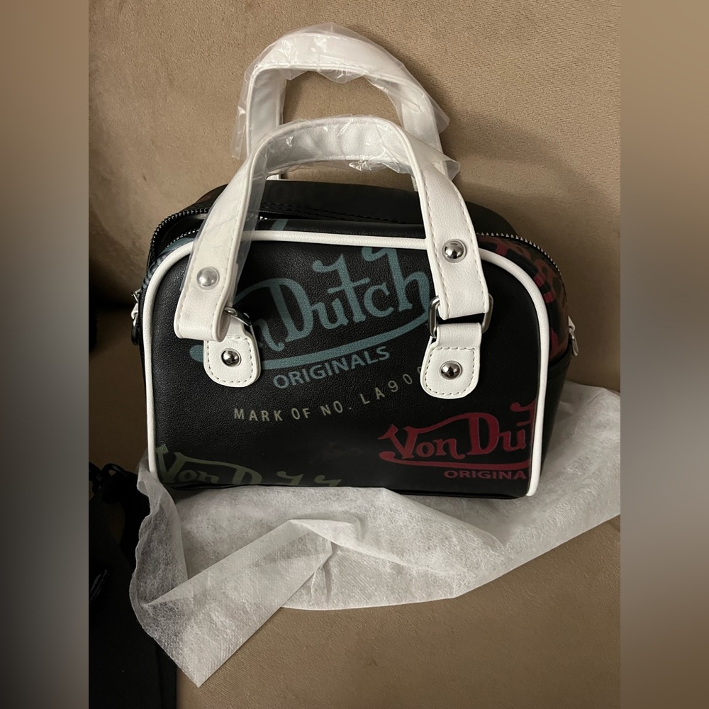FASHION FAUX LEATHER VON DUTCH GRAFFITI BOWLING BAG - Picture 15 of 15